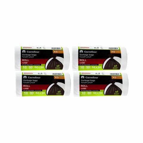 Carrefour 10 Gallon Garbage Bags Roll White XS Pack of 4