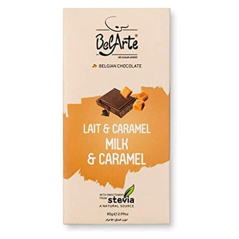 Belarte Suger-Free Stevia Milk &amp; Caramel  Chocolate Tablet 85g