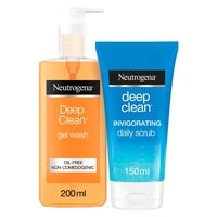 Neutrogena Deep Clean Gel Wash 200ml And Deep Clean Invigorating Daily Scrub 150ml