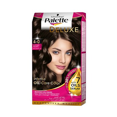 Schwarzkopf Palette Deluxe Oil Care Permanent Hair Color 4-0 Soft Mid Brown 50ml