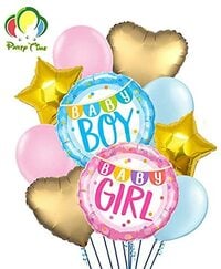 Party Time 10 Pieces Baby Gender Reveal Foil and Latex Balloon Set- Packs for Boy or Girl - Baby Shower Gender Reveal Party Supplies