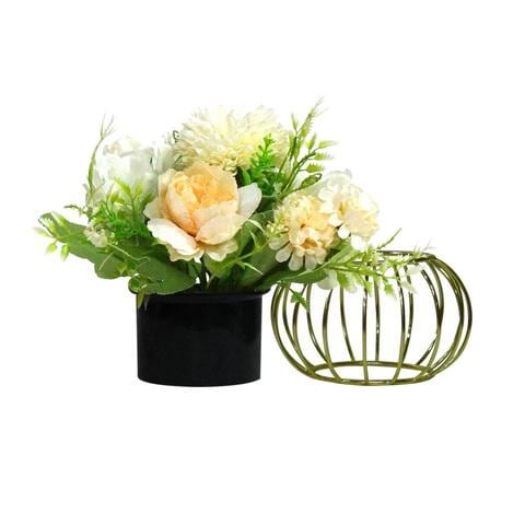 Aiwanto Flower vase Decorative Flower With Vase  Tabletop Decoration  Home Decor Piece(2Pcs)