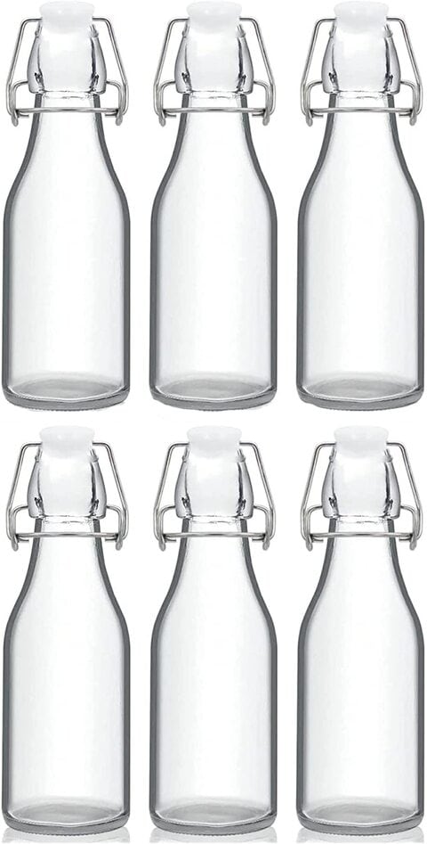 Star Cook 6 Pack 8oz/300ml Airtight Flip Top Glass Bottles, Airtight Lid Bottles, Flip Top Brewing Bottles for Kombucha, Kefir, 2nd Fermentation, Beer, Wine, Beverages, Water