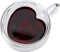 1CHASE&reg; Double Wall Borosilicate Heart Shape Coffee Mug With Handle For Tea, Coffee, Espresso, Drinks, Beverages, , 250 ML&hellip;
