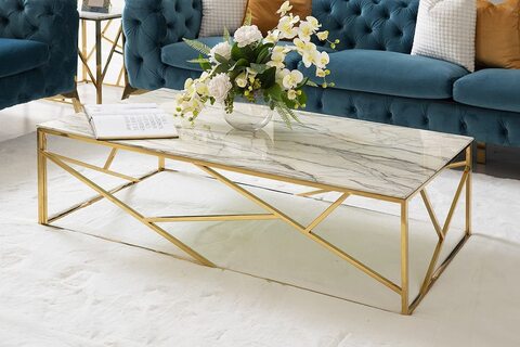 Coffee table white and gold sales