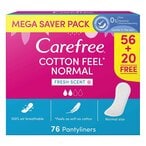 Buy Carefree Normal With Cotton Fresh Mega Pack Pantyliners 76 Pieces in Kuwait