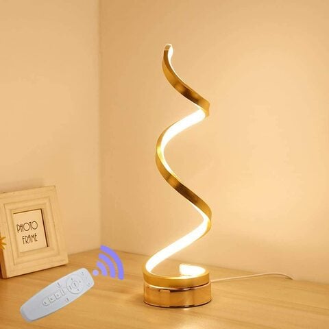 Aiwanto Night Lamp Table Lamp Remote Control Table Lamp Night Lamp Modern Curved LED Desk Lamp, 19W Color Chaging Light Night Stand Reading Light for Bedroom Living Room (Gold)