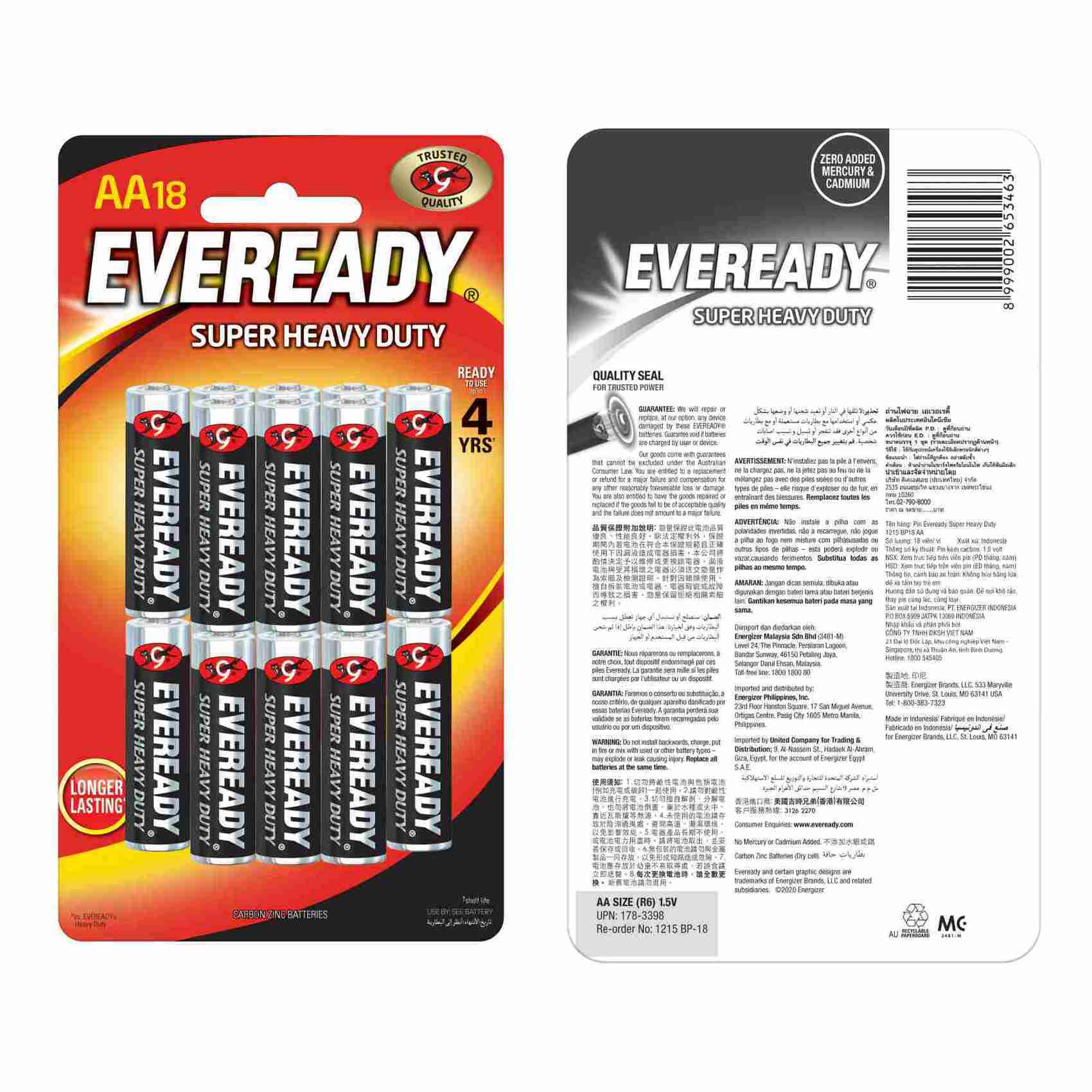 Batería AA 1.5 V Eveready (Par)