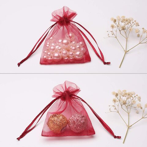 Buy 100 Pieces Organza Bags With Drawstrings 7x9 Cm Jewelry Pouches 