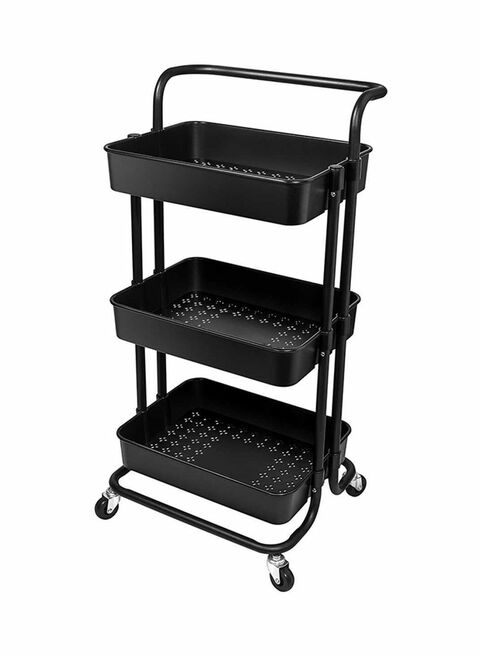 3 Tier Rolling Shelves Metal Cart, Cart With Wheels And Shelves