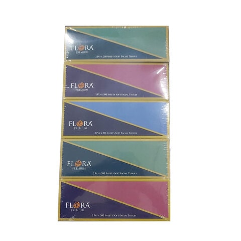 Flora Premium Tissues 2 Ply 200Sheets&times;5