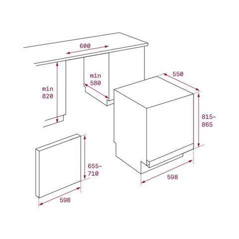 55cm dishwasher hot sale