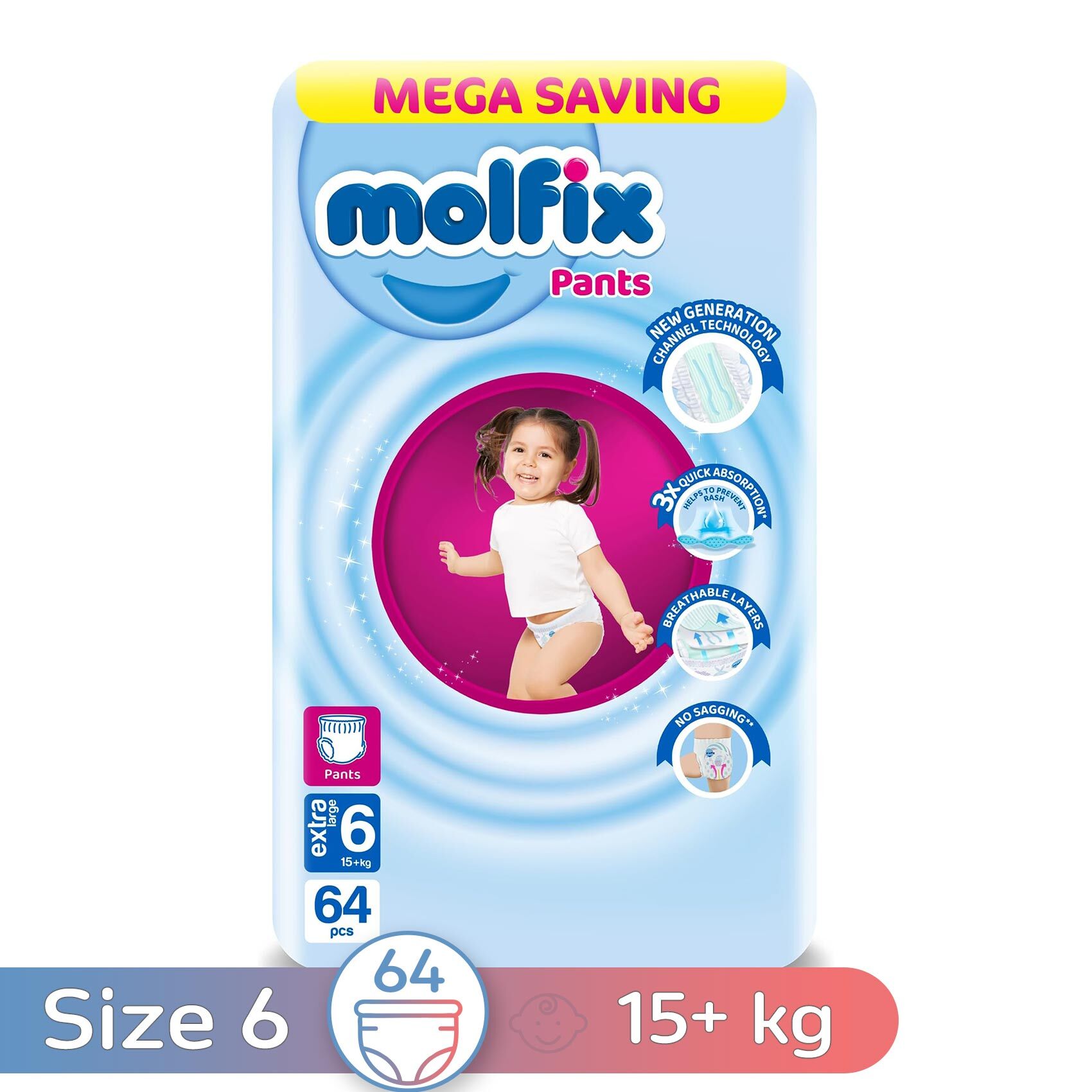 Buy Molfix Diaper Pants - Size 6 - 64 Diaper Online - Shop Baby Products on  Carrefour Egypt