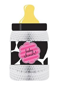 Baby Cow Print - Girl Centerpiece Honeycomb Bottle Shaped