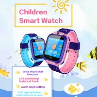 Generic-S12B Multifunctional Kids Children Smart Watch Tracker Intelligent Band Sensitive 1.44&quot; Touch Screen Compatible with Android/ IOS Phone System Chat Call Camera Alarm Clock LBS Positioning for