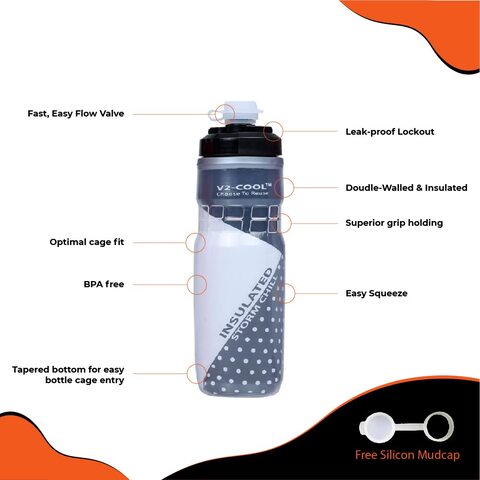 V2-COOL Storm Insulated Water Bottle For Cycle Cage Fit With Free Silicon Mudcap 620 ml/21 oz, World Cup Qatar 2