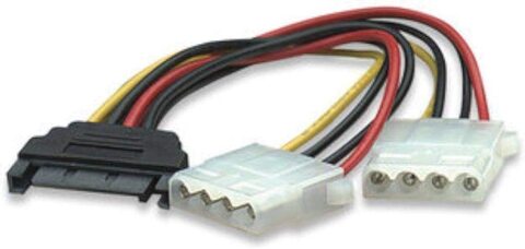 SATA 15-Pin Male to Dual 4-Pin Molex Female Y Splitter