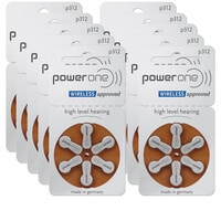 PowerOne (Size 312) Wireless Approved 1.45V Hearing Aid Batteries - 60 Batteries