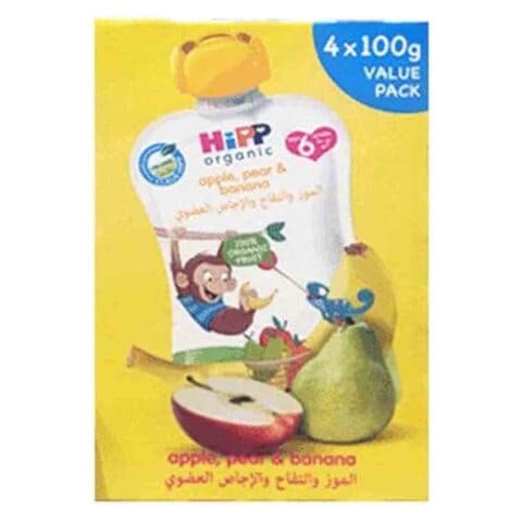 Hipp Apple Pear And Banana Puree 100g Pack of 4