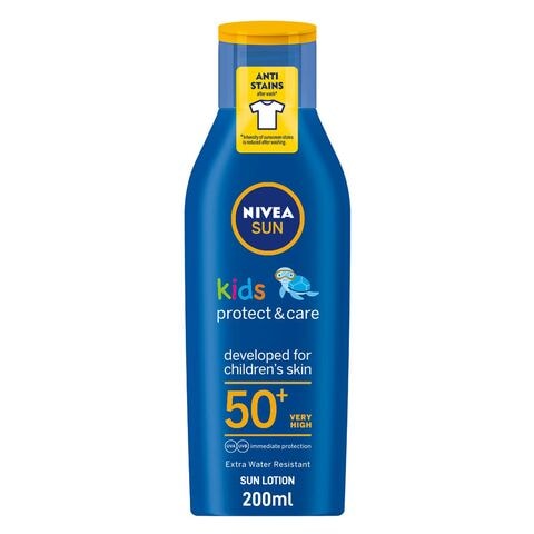 اشتري NIVEA SUN Kids Lotion, UVA  UVB Protection, Protect  Play Moisturizing, SPF 50+, 200ml في الامارات