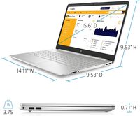 HP 15 DY Laptop, 15.6&quot; 250Nits Display, 11th Gen Core i7-1165G7 Upto 4.7GHz, 16GB RAM, 1TB SSD, Intel Iris Xe Graphics, Webcam, English Keyboard, Windows 10, Silver