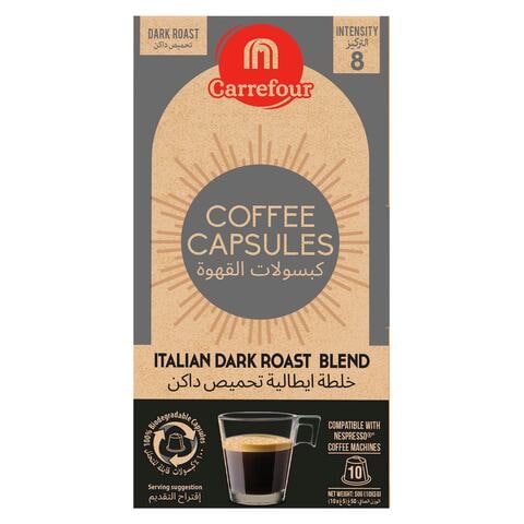 Carrefour Italian Dark Roast Blend Coffee 10 Capsules