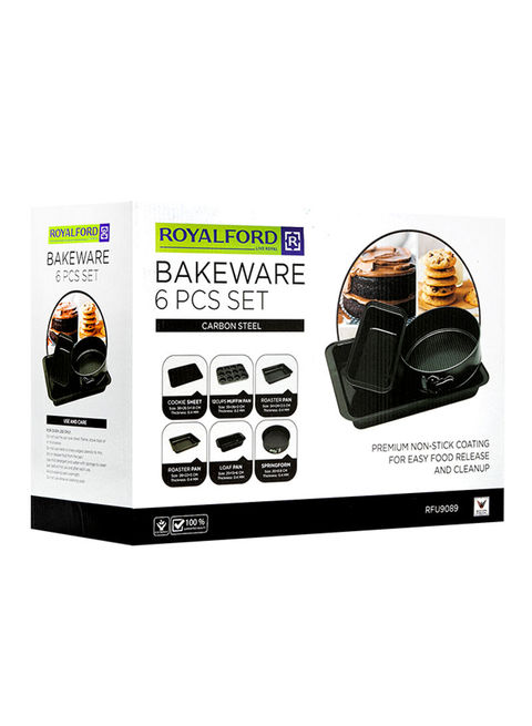 ROYALFORD 6-Piece Bakeware Set Black 38X26.5X1.8centimeter