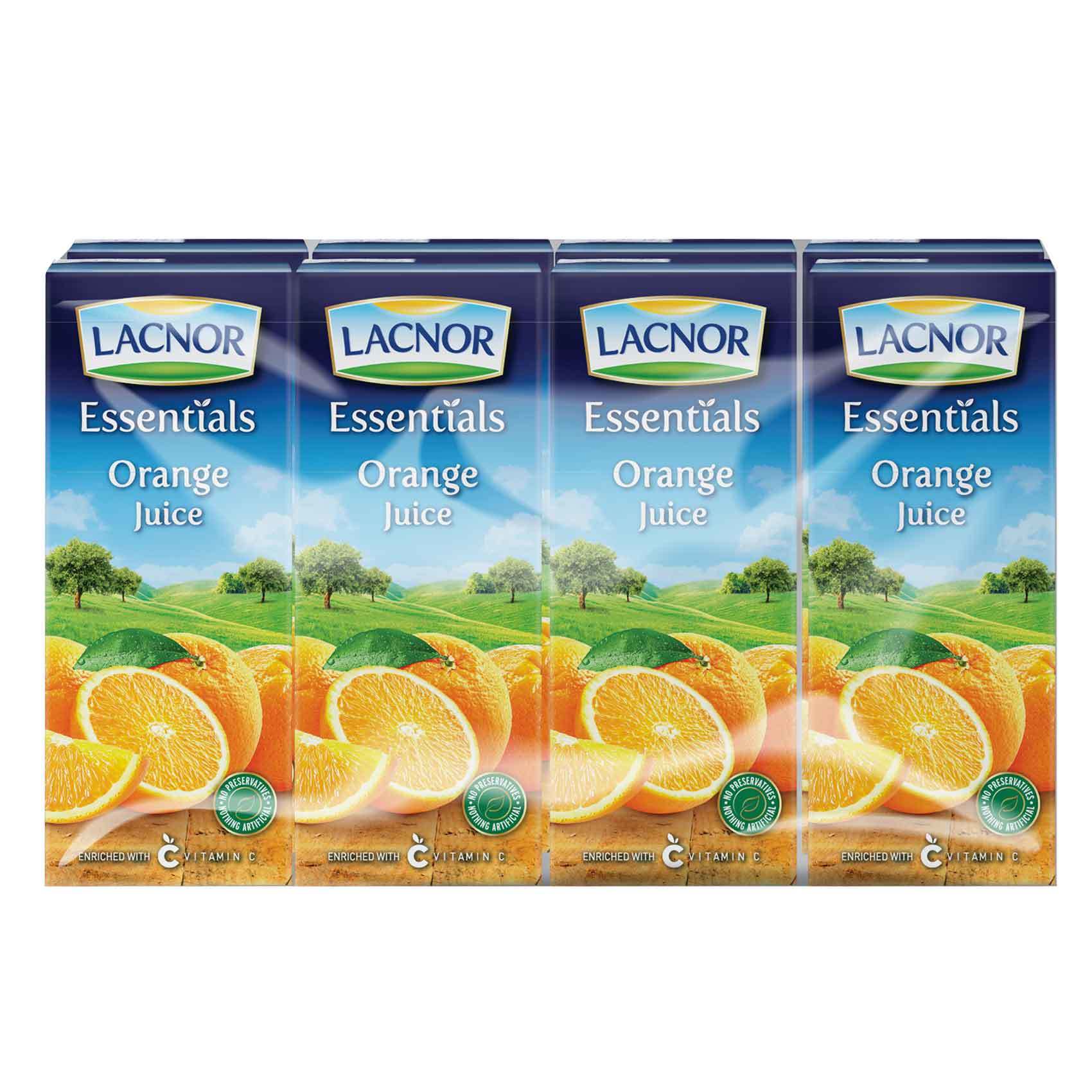 Buy Lacnor Essentials Orange Juice 180ml x Pack of 8 Online Shop