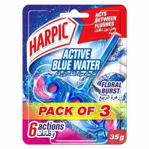Harpic Blue Power 6 Floral Burst Toilet Block Blue 117g Pack of 3