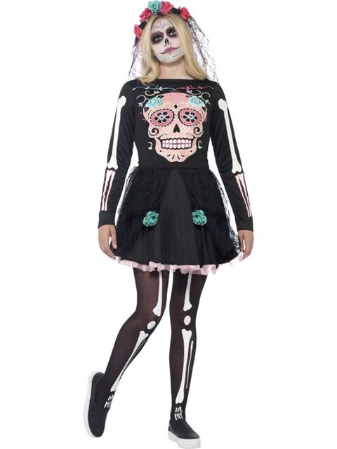 Teen Sugar Skull Sweetie Girl Costume