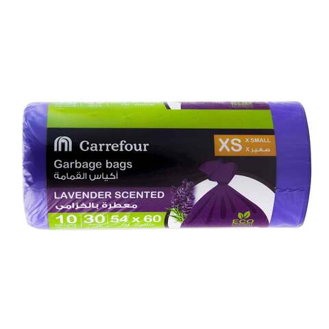 Carrefour garbage bag roll lavender scentes X small 10 gallons &times; 30 bags
