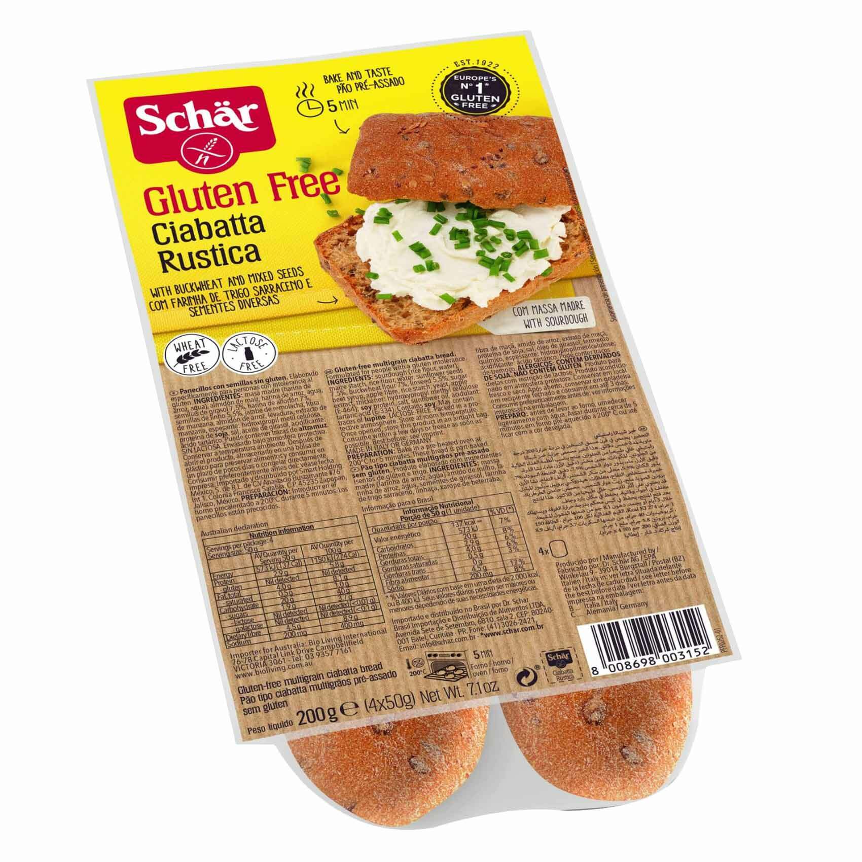 Buy Schar Gluten Free Ciabatta Rustica Bread 200g Online Shop Bakery