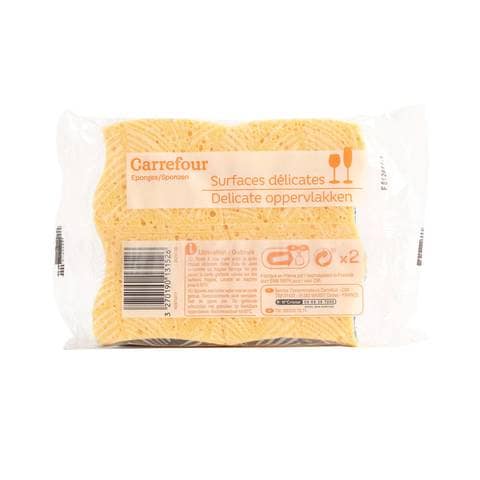 Carrefour Sponge Cleaning For Surfaces Fragile Dishes 2pcs