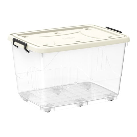 Cosmoplast Plastic Storage Box With Wheels And Lockable Lid White And ...