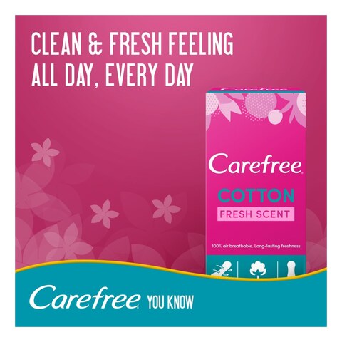Carefree Cotton Feel Fresh Scented Panty Liners White 20 Liners