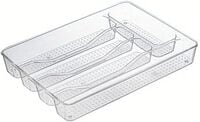 Atraux 2 PCs Clear Plastic Drawer Organizer Trays With 5 Compartments For Makeup, Jewelery &amp; Kitchen Utensils
