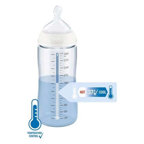 NUK First Choice+ Feeding Bottle With Teat 0-6m Blue 300ml