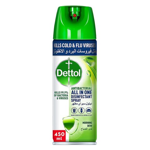Buy Dettol Antibacterial All in One Disinfectant Spray Effective Germ Protection  Personal Hygiene, Kills 99.9% of Bacteria  Viruses, Morning Dew Fragrance, 450ml in Saudi Arabia