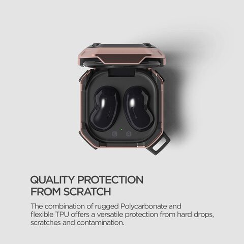 VRS Design Active designed for Galaxy Buds 2 case cover (2021) / Galaxy Buds Pro case (2021) / Galaxy Buds Live case (2020) with Carabiner - Mystic Bronze
