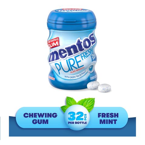 Mentos Chewing Gum - Pure Fresh Mint, 56g Bottle
