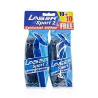 Laser Sport 2 Long Handle Disposable Razors Blue 20 Razors