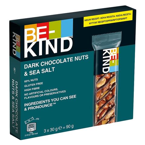Be-Kind Nuts And Sea Salt Dark Chocolate Bar 30g Pack of 3