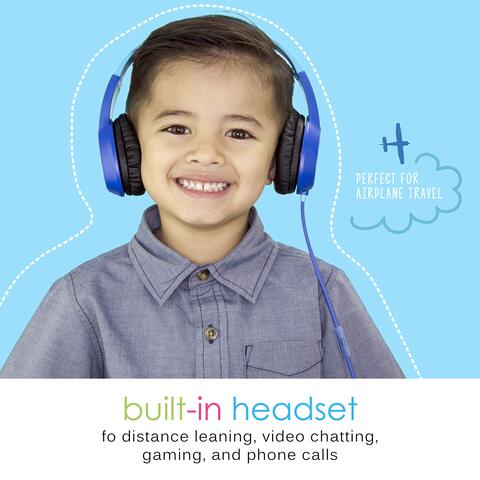 MEE audio KidJamz 3 Kids Safe Listening Headphones with Volume Limiter &amp; Built-in Microphone, Adjustable On-Ear Headset w/ 3.5mm Jack &amp; Tangle-Free Cord for Online Learning/School/Travel/Tablet