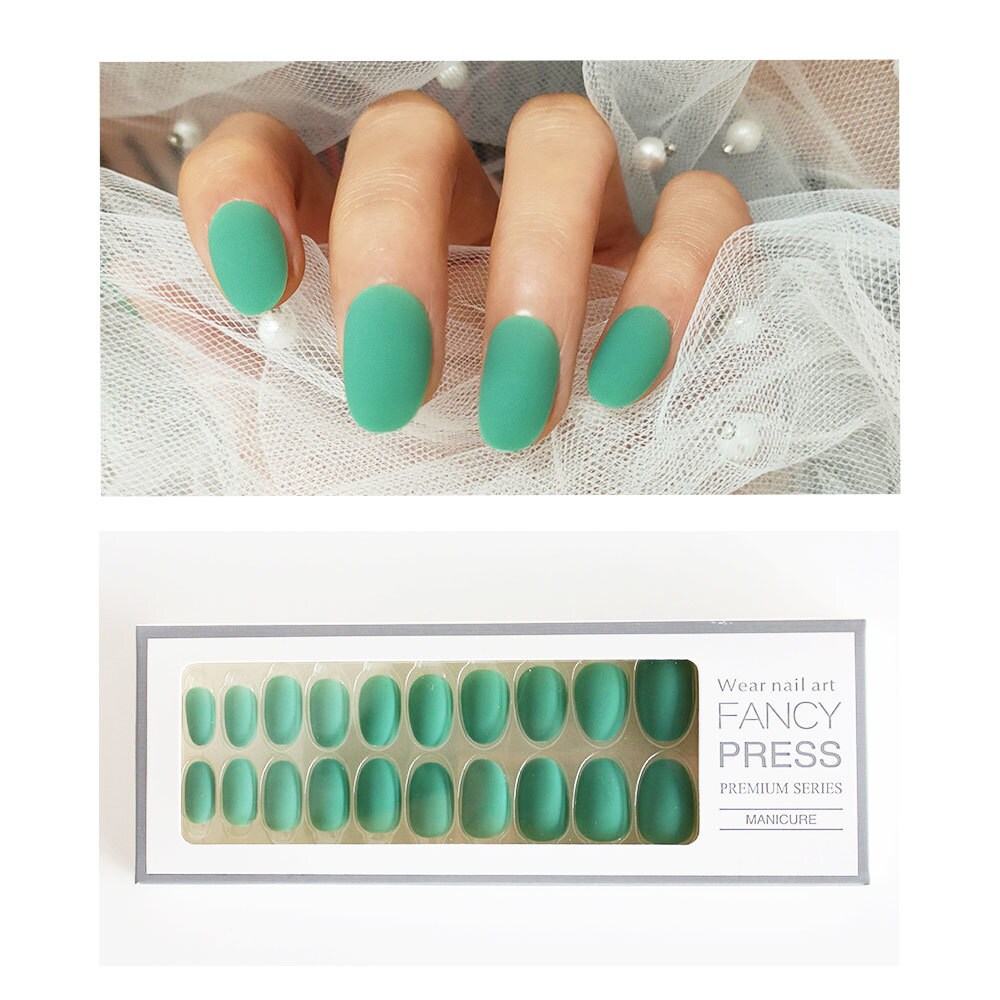 Buy Generic Ck548 Matte Fake Nails Full Cover Press On Nails 24pcs Mint Green Online Shop Beauty Personal Care On Carrefour Uae
