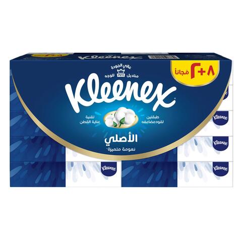 Buy Kleenex Original Facial Tissue, 2 PLY, 10 Tissue Boxes x 76 Sheets, Soft Tissue Paper with Cotton Care for Face  Hands in Saudi Arabia