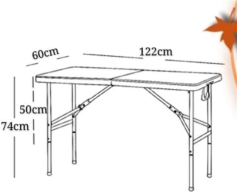 LANNY Folding Plastic Table Adjustable 2 Heights-74cm&amp;50cm for Kitchen Restaurant Garden Patio Outside/Outdoor Inside/Indoor Party Picnic and Events - Plain White Top Size 122 * 60cm