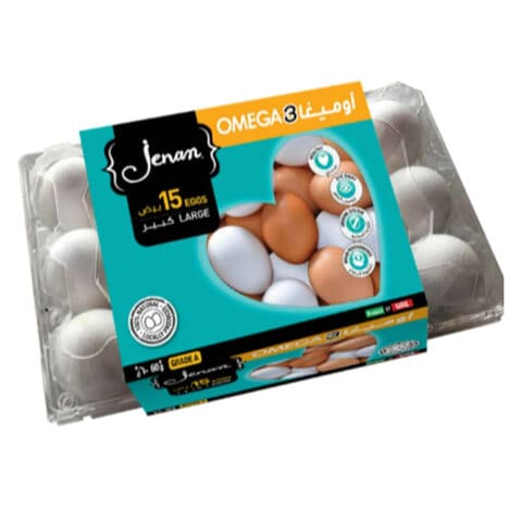 Jenan Omega 3 Large White Eggs 15 PCS