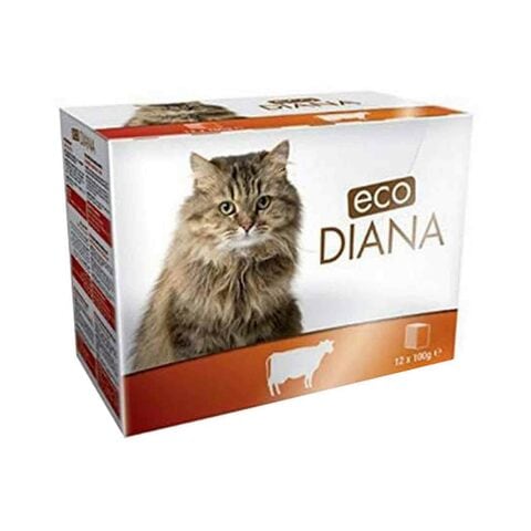 Plaisir Eco Diana Chunks And Pate With Beef Cat Food 100g Pack of 12