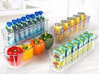 Atraux Pack Of 12 Multi-Purpose Narrow Refrigerator Storage Bins, Transparent Containers For Home &amp; Office