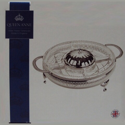Queen Anne Silver-Coated Round Serving Stand With 5 Divisions 25 cm